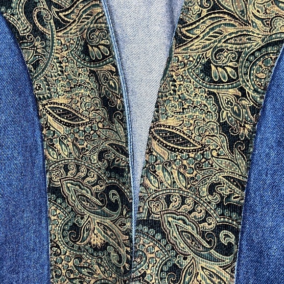 Vintage Apache Denim Brocade 80s 90s Open Front Jacket Women Size S - Picture 3 of 4